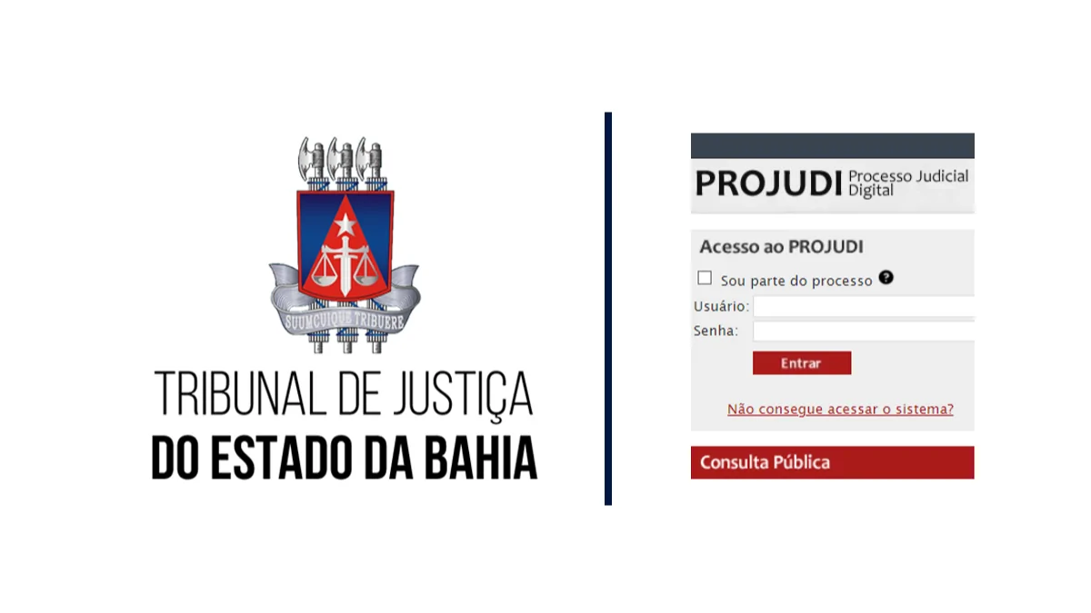 Projudi BA Tela de login do Projudi BA